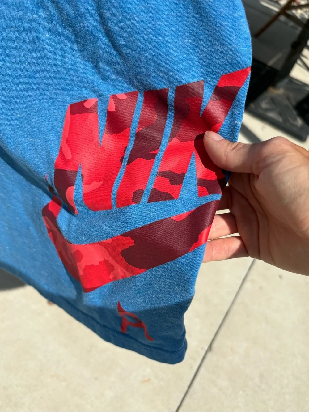 Kids Boys Nike Blue Short-Sleeve Tee with Red Graphic-Size M